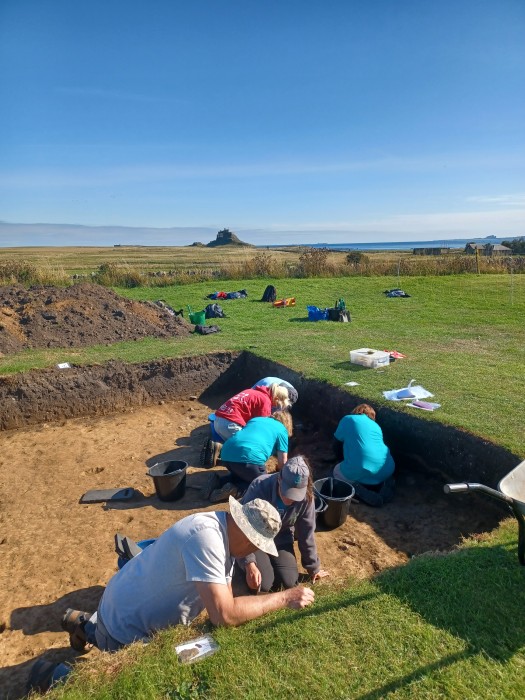 Volunteers working on the Holy Island dig