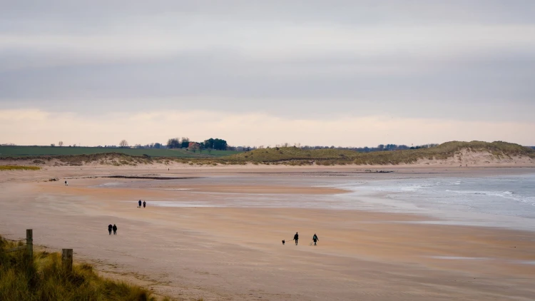 People walking on the beach at Newton