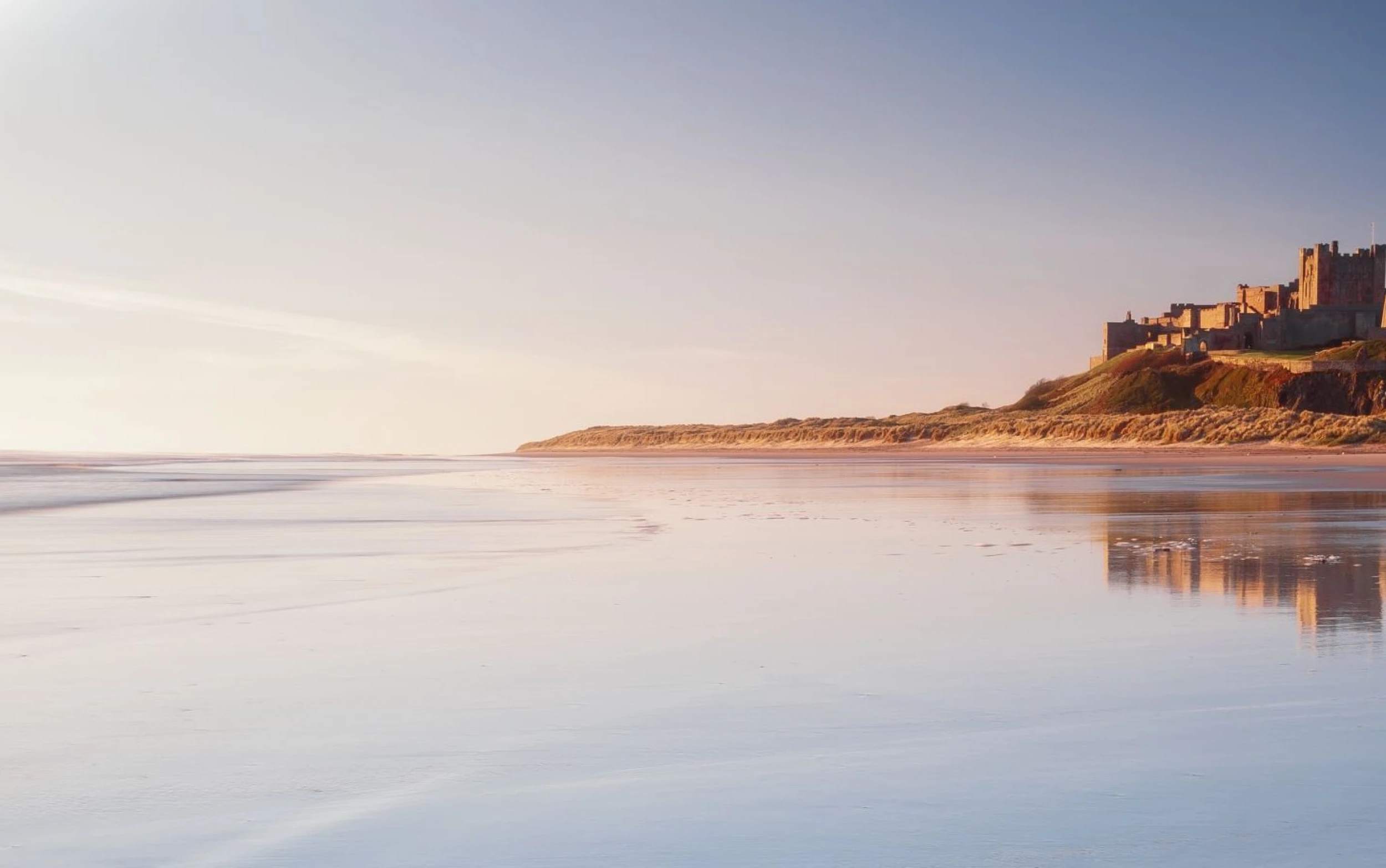 Bamburgh castle and beach